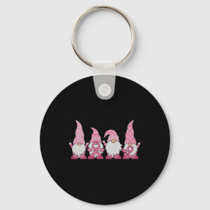 Gnomes Breast Cancer Awareness Peace Lover Gift Key Ring