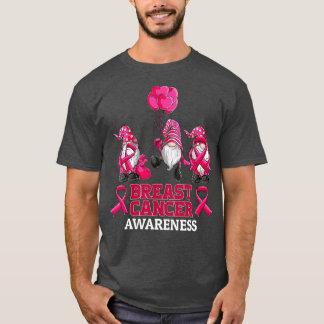 gnomes Breast Cancer Awareness Pink Ribbon women g T-Shirt