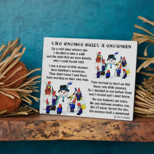 GNOMES BUILD SNOWMAN    PLAQUE