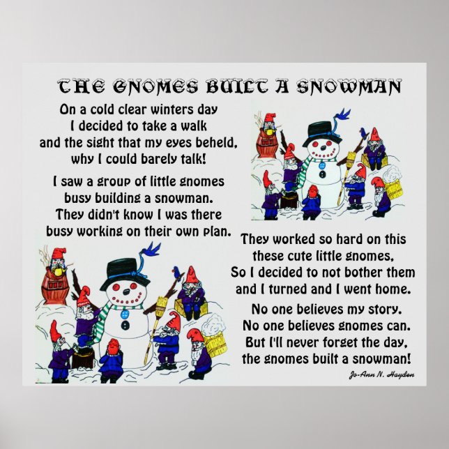 GNOMES BUILD SNOWMAN    POSTER (Front)