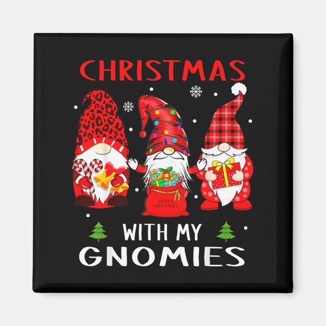 Gnomes Christmas Family Leopard Funny Plaid Men Wo Magnet (Front)