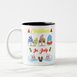 Gnomes Christmas In July Summer Two-Tone Coffee Mug