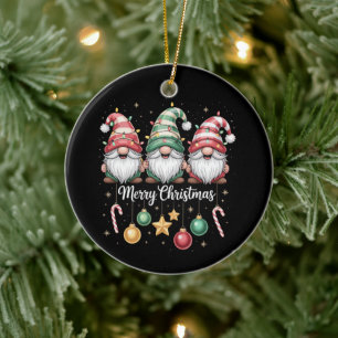 Gnomes Christmas Light Family Gnome Xmas Matching Ceramic Ornament