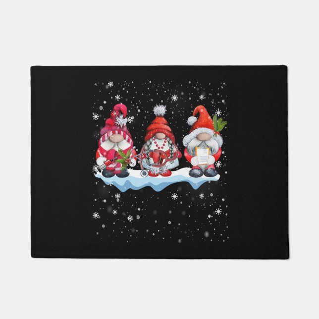 Gnomes Christmas Nurse Phlebotomy Doormat (Front)