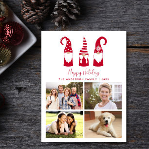 Gnomes Christmas Photo Collage Holiday Postcard