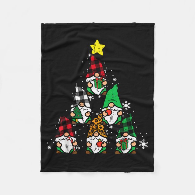 Gnomes Christmas Tree Funny Xmas Holidays Men Wome Fleece Blanket (Front)