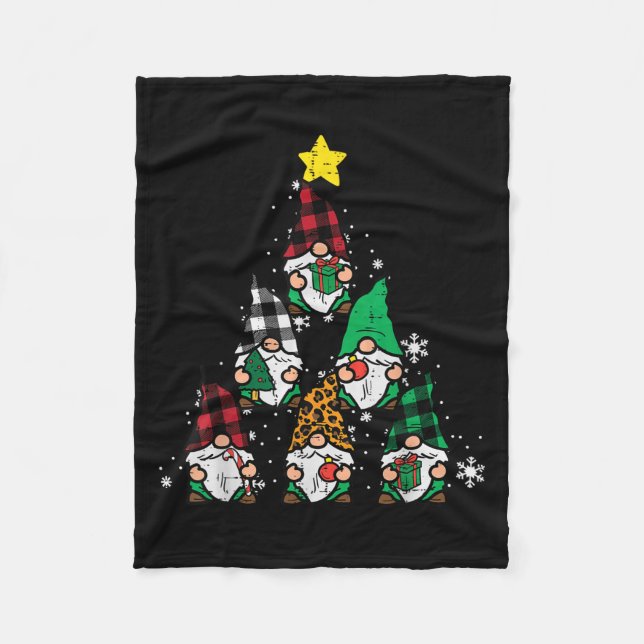 Gnomes Christmas Tree Funny Xmas Holidays Men Wome Fleece Blanket (Front)