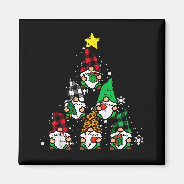 Gnomes Christmas Tree Funny Xmas Holidays Men Wome Magnet (Front)