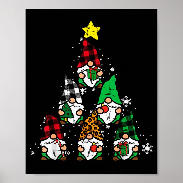 Gnomes Christmas Tree Funny Xmas Holidays Men Wome Poster (Front)