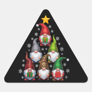 Gnomes Christmas Tree Funny Xmas Holidays Triangle Sticker