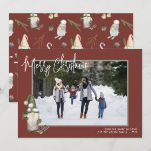 Gnomes Christmas Woodland Photo Holiday Card