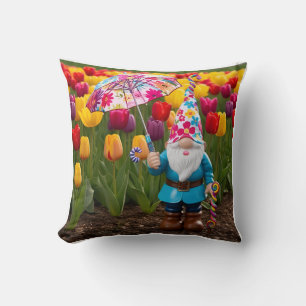 Gnome's Colourful Spring Walk for Mum Cushion