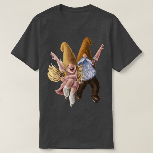 Gnomes Dancing On Ice Ice Skating Gnomes Gnome Cou T-Shirt (Design Front)