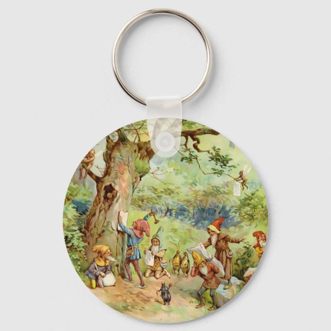 Gnomes, Elves and Fairies in the Magical Forest Key Ring (Front)