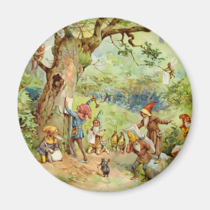 Gnomes, Elves and Fairies in the Magical Forest Magnet