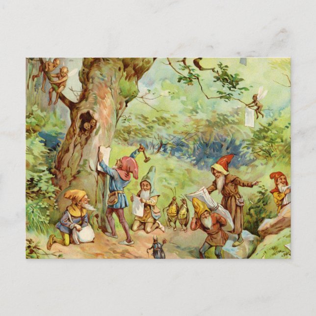Gnomes, Elves and Fairies in the Magical Forest Postcard (Front)