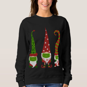 Gnomes Face Mask Matching Family Christmas Party P Sweatshirt