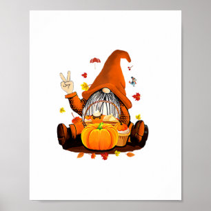 Gnomes Fall Autumn Cute Halloween Thanksgiving Lon Poster