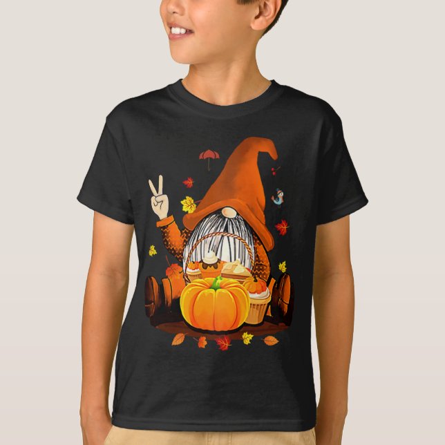 Gnomes Fall Autumn Cute Halloween Thanksgiving T-Shirt (Front)