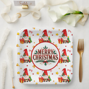 Gnomes For The Holidays Paper Plate