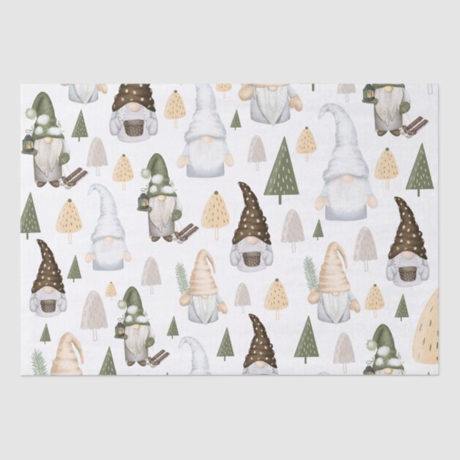 Gnomes Forest White  Tissue Paper (Front)