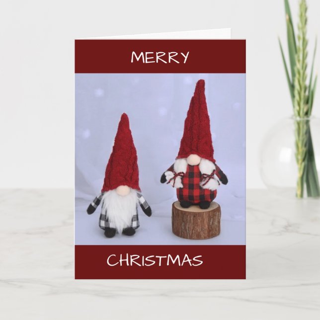 GNOMES GET TOGETHER TO SAY MERRY CHRISTMAS CARD (Front)