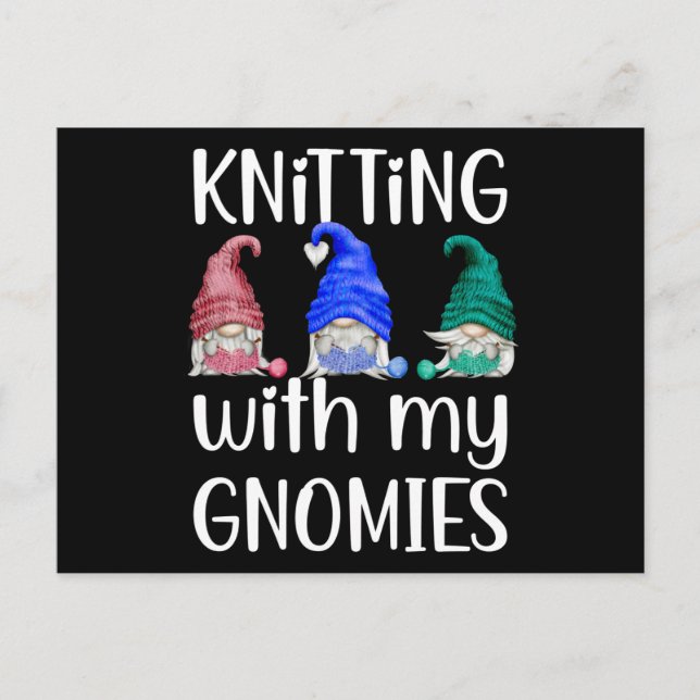 Gnomes Gnome Knitting Knitting With My Gnomies Postcard (Front)