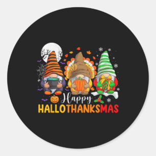 Gnomes Halloween Thanksgiving Christmas Happy Hall Classic Round Sticker