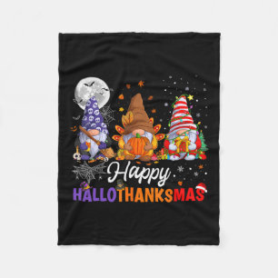 Gnomes Halloween Thanksgiving Christmas Happy Hall Fleece Blanket