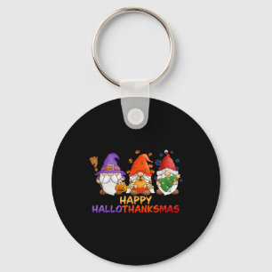 Gnomes Halloween Thanksgiving Christmas Happy Hall Key Ring