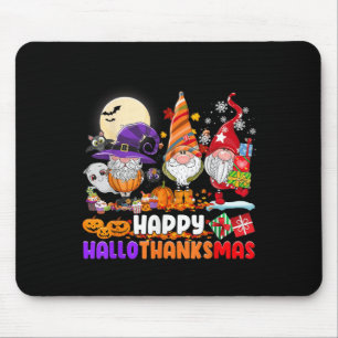 Gnomes Halloween Thanksgiving Christmas Happy Hall Mouse Pad