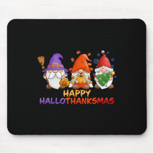 Gnomes Halloween Thanksgiving Christmas Happy Hall Mouse Pad