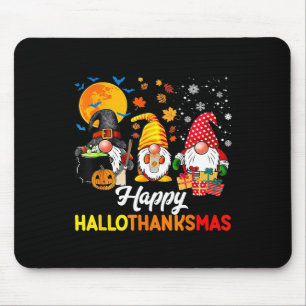 Gnomes Halloween Thanksgiving Christmas Happy Hall Mouse Pad