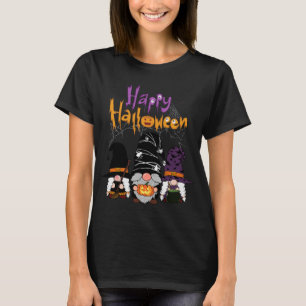 Gnomes Halloween Witch Garden Gnomes Happy Hallowe T-Shirt
