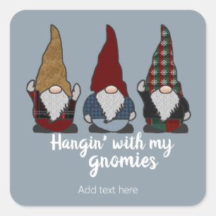 Gnomes Hangin with My Gnomies Holiday Square Sticker