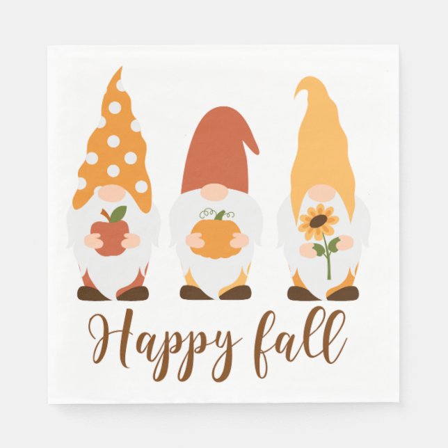 Gnomes Happy Fall Napkin (Front)