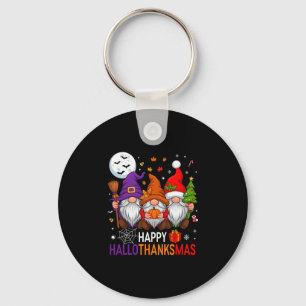 Gnomes Happy Hallothanksmas Funny Halloween Thanks Key Ring