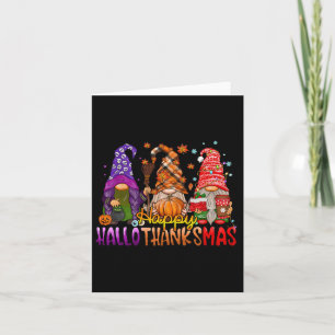Gnomes Happy Hallothanksmas Halloween Thanksgiving Card