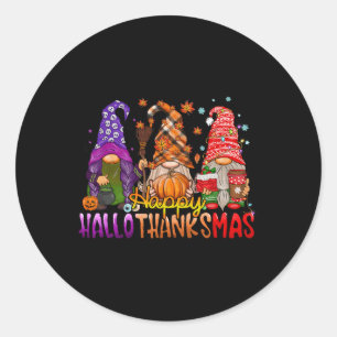 Gnomes Happy Hallothanksmas Halloween Thanksgiving Classic Round Sticker