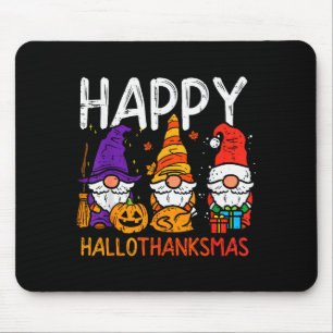 Gnomes Happy Hallothanksmas Halloween Thanksgiving Mouse Pad