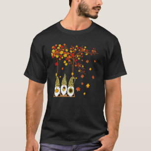 Gnomes Hat Leopard Autumn Maple Tree Fall Season D T-Shirt