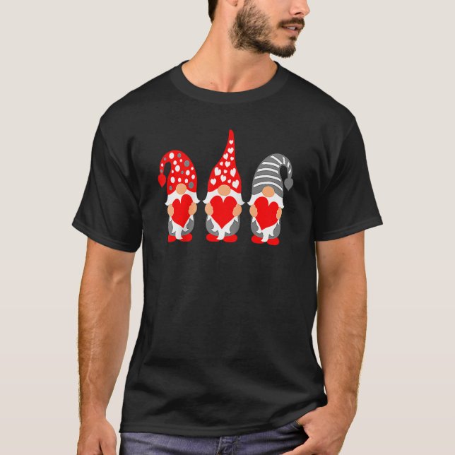 Gnomes Hearts Valentine Day For Couple Raglan Base T-Shirt (Front)