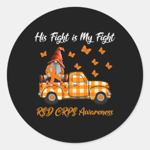 Gnomes His Fight Is My Fight Rsd Crps Awareness Gi Classic Round Sticker
