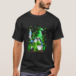 Gnomes Hodling Mask And Toilet Shamrock St Patrick T-Shirt