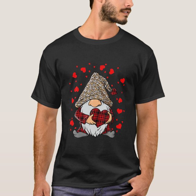 Gnomes Holding Heart Happy Valentine's Day T-Shirt (Front)