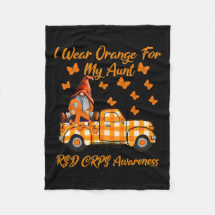 Gnomes I Wear Orange For My Aunt Rsd Crps Awarenes Fleece Blanket