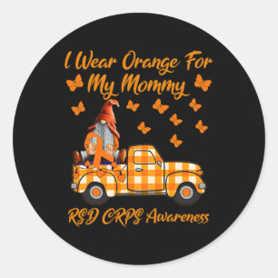 Gnomes I Wear Orange For My Mummy RSD CRPS Awarene Classic Round Sticker