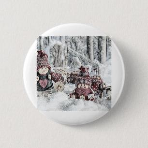 Gnomes in a Winter Scenery 6 Cm Round Badge