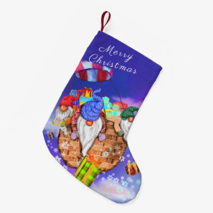 Gnomes In Balloon Gives Gifts Christmas Stocking