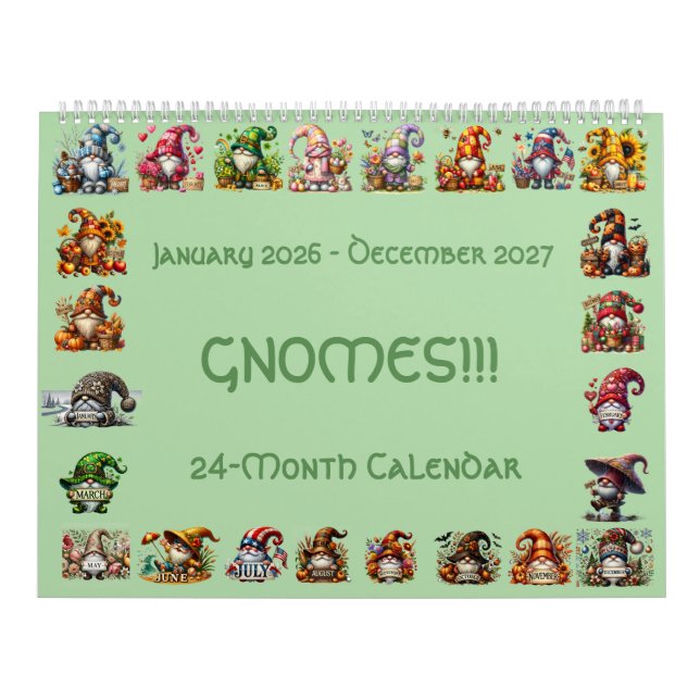 Gnomes in Hats 2026-2027 24-Month Calendar         (Cover)